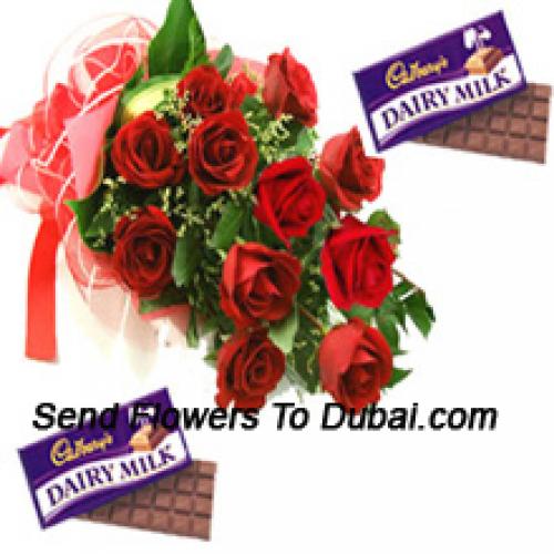 12 Beautiful Red Roses with Cadbury Chocolates