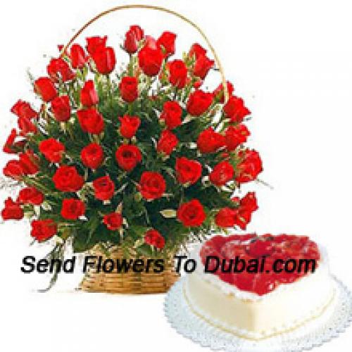 50 Red Roses with Yummy Vanilla Cake