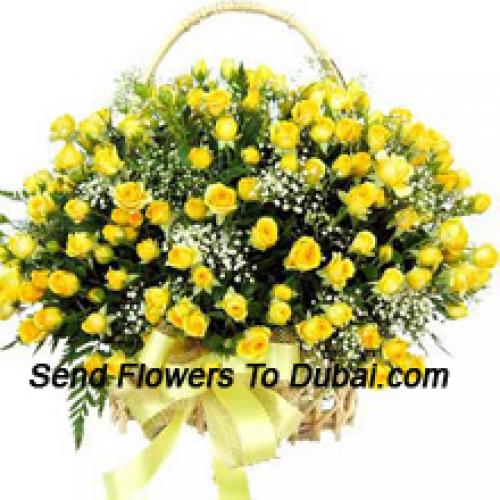 100 Yellow Roses Basket