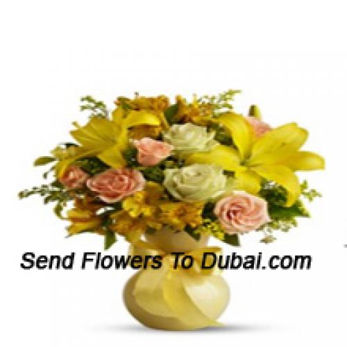 Cute Roses and Gerberas with Lilies