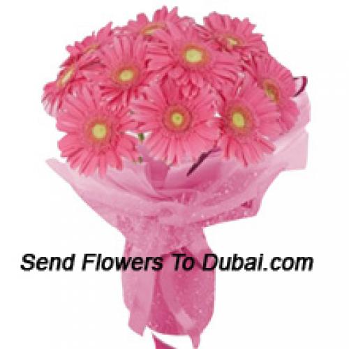 12 Pink Gerberas hand Bunch