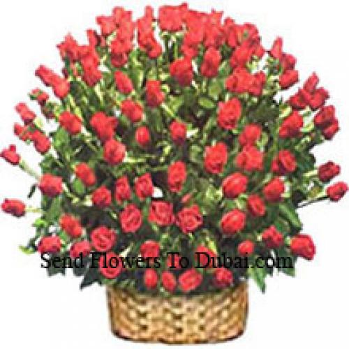 200 Elegant Red Roses Basket