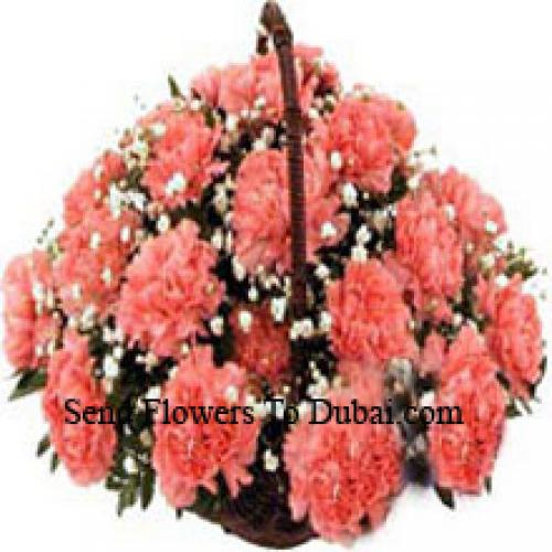 24 Pink Carnation Basket