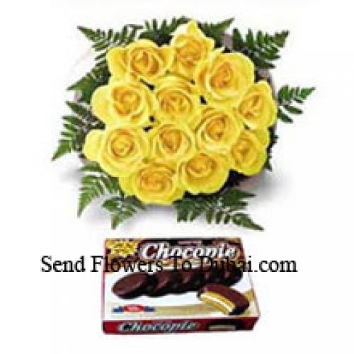 12 Beautiful Yellow Roses with Chocolate Box